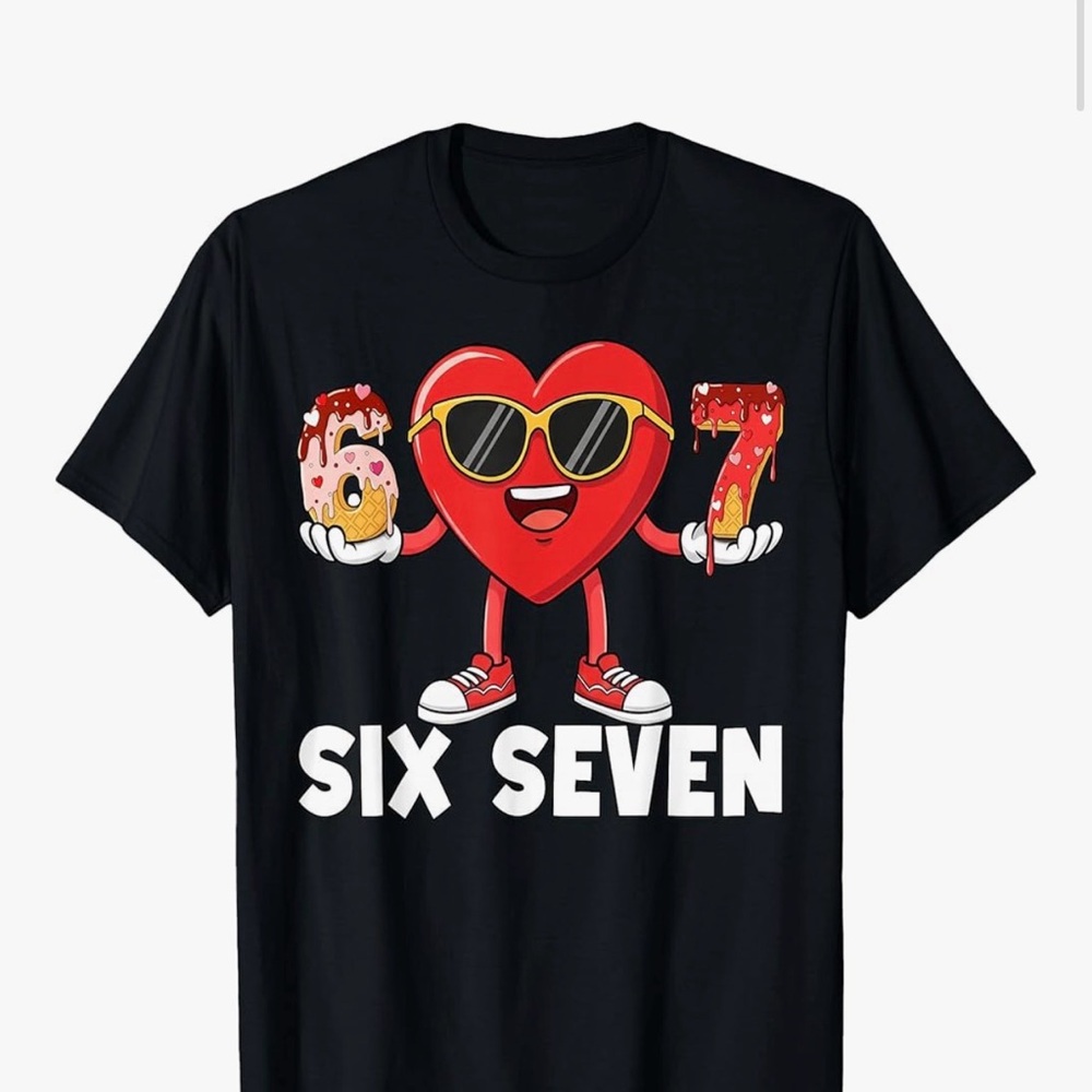 Black Graphic T-Shirt with Heart Design